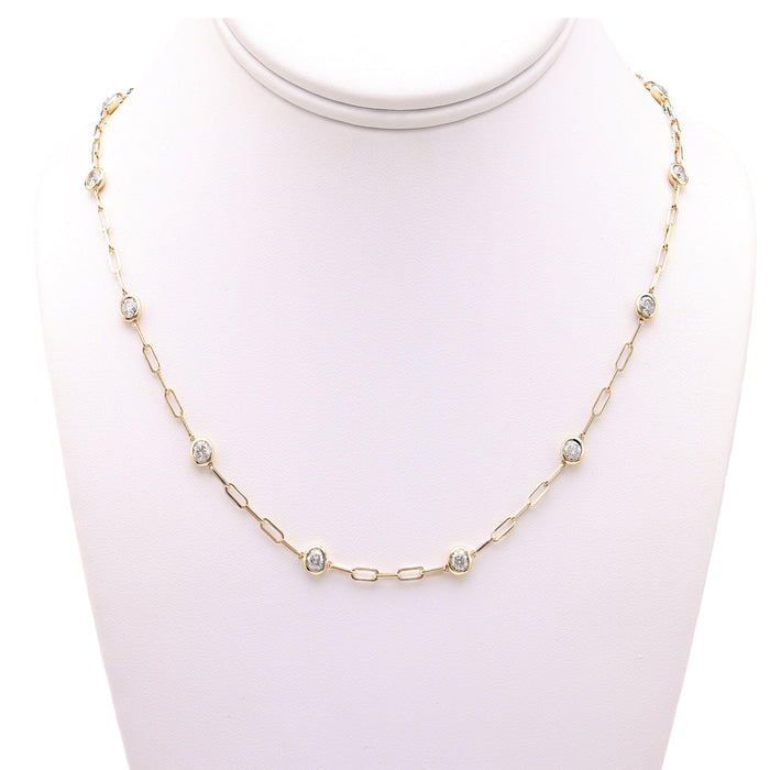 14k Yellow Gold Diamonds By The Yard Paperclip Necklace