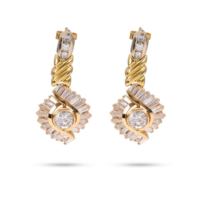 5.10 Carat Diamond 18k Yellow Gold Earrings