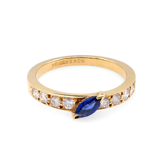 Boucheron Paris Sapphire Diamond Yellow Gold Ring