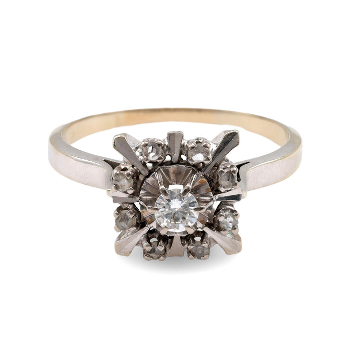 French Belle Epoque Diamond White Gold Halo Ring