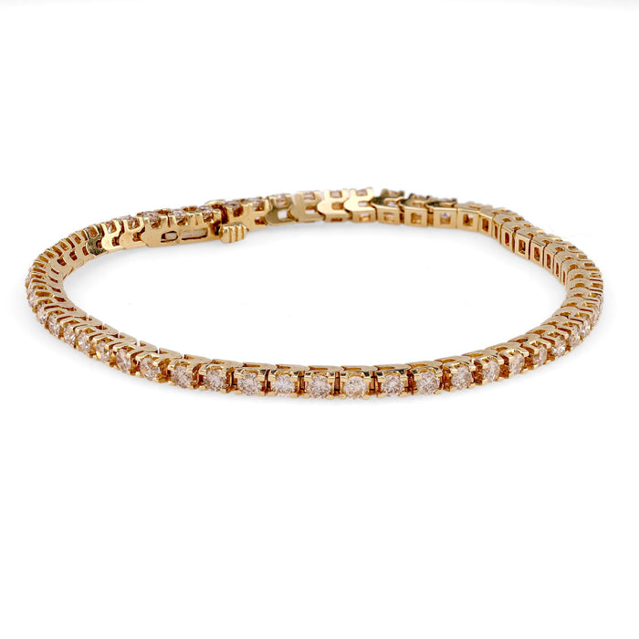 Vintage 2.5 Carat round Brilliant Diamond 14K Yellow Gold Tennis Bracelet